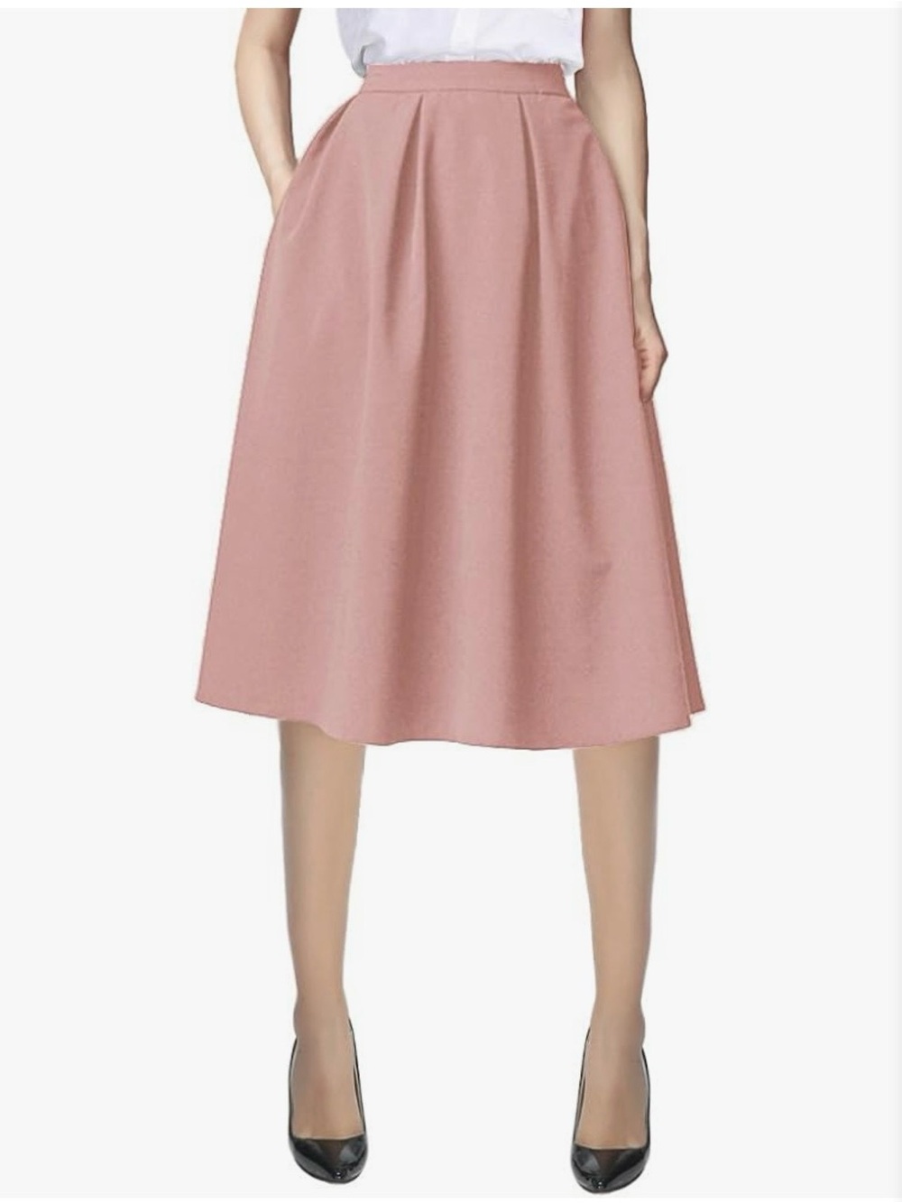 Midi A-Line Skirt in Dusty Rose